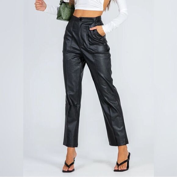 Princess Polly Pants - Princess Polly Faux Leather Encore Pant - Black